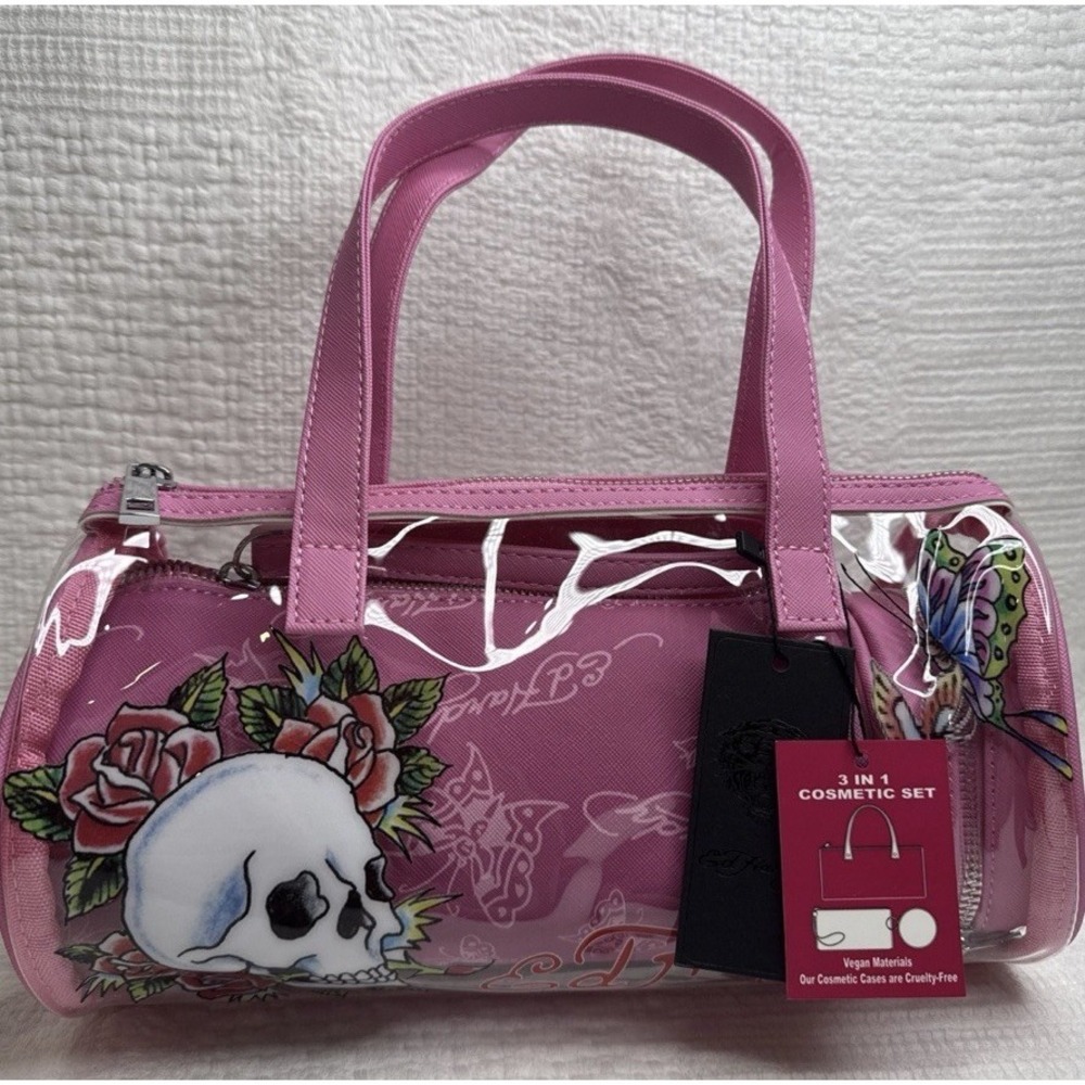 Ed Hardy 3 In 1  Pink Cosmetic Set 🔥